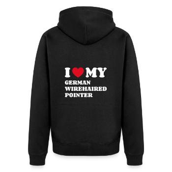 I Love My German Wirehaired Pointer Hundebesitzer - Unisex Premium Bio Zip Hoodie - Schwarz - Hinten - Nico (187cm)