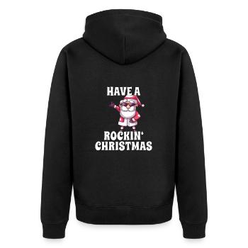 Rockiger Weihnachtsmann - Unisex Premium Bio Zip Hoodie - Schwarz - Hinten - Nico (187cm)