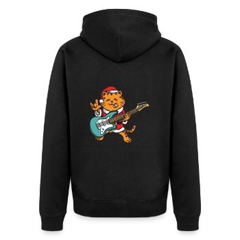 Guitariste Guitare Comic Cat Noël - Veste à capuche bio Premium Unisexe - noir - Dos - Nico (187cm)