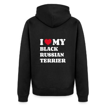 I Love My Black Russian Terrier Hundebesitzer - Unisex Premium Bio Zip Hoodie - Schwarz - Hinten - Nico (187cm)