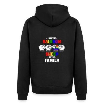 LGBTQ Arc-en-ciel Mouton Gay Lesbienne Arc-en-ciel - Veste à capuche bio Premium Unisexe - noir - Dos - Nico (187cm)