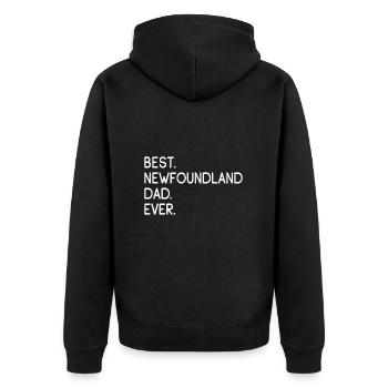 Neufundländer Newfoundland - Unisex Premium Bio Zip Hoodie - Schwarz - Hinten - Nico (187cm)