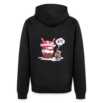 Weihnachtsmann Schornstein Verwunderte Katze WTF - Unisex Premium Bio Zip Hoodie - Schwarz - Hinten - Nico (187cm)