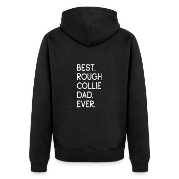 Rough Collie Langhaarcollie - Unisex Premium Bio Zip Hoodie - Schwarz - Hinten - Nico (187cm)