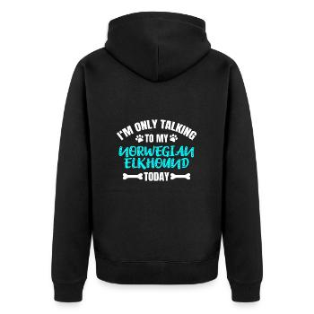 Norwegian Elkhound Norwegian Elkhound - Unisex Premium Organic Zip Hoodie - black - Back - Nico (187cm)