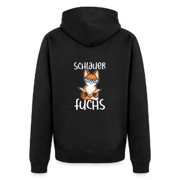 Schlauer Fuchs - Unisex Premium Bio Zip Hoodie - Schwarz - Hinten - Nico (187cm)