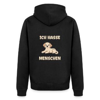 Labrador I hate people - Unisex Premium Organic Zip Hoodie - black - Back - Nico (187cm)