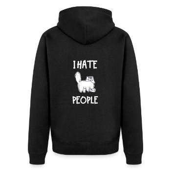 I Hate People - Unisex Premium Organic Zip Hoodie - black - Back - Nico (187cm)