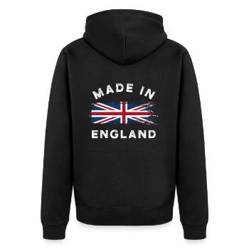 Made in England - England Flag - Unisex Premium Organic Zip Hoodie - black - Back - Nico (187cm)