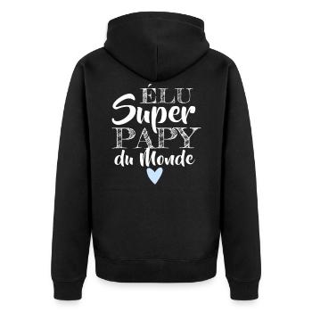 T shirt papy super papy du monde humour cadeau - Veste à capuche bio Premium Unisexe - noir - Dos - Nico (187cm)