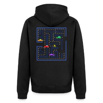 Road bike road, gamer, gaming, racing bike, cars - Unisex Premium Organic Zip Hoodie - black - Back - Nico (187cm)