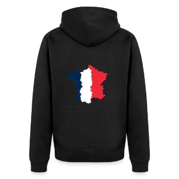 Frankreich France Geschenkidee Flagge französisch - Unisex Premium Bio Zip Hoodie - Schwarz - Hinten - Nico (187cm)