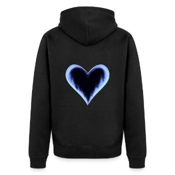Coeur Bleu Noir Idée cadeau Amour - Veste à capuche bio Premium Unisexe - noir - Dos - Nico (187cm)