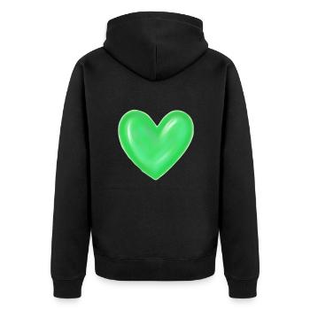 Idée cadeau vert vert feu coeur - Veste à capuche bio Premium Unisexe - noir - Dos - Nico (187cm)