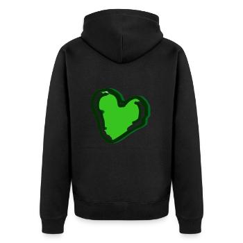 Herz grün Geschenkidee - Unisex Premium Bio Zip Hoodie - Schwarz - Hinten - Nico (187cm)
