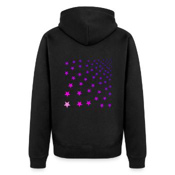 Sterne rosa pink rosarot lila Geschenkidee - Unisex Premium Bio Zip Hoodie - Schwarz - Hinten - Nico (187cm)