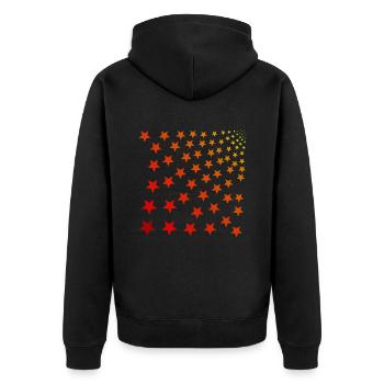 Sterne rot orange gelb GEschenkidee - Unisex Premium Bio Zip Hoodie - Schwarz - Hinten - Nico (187cm)