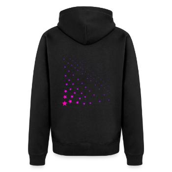 Rosa Sterne Pink Geschenkidee - Unisex Premium Bio Zip Hoodie - Schwarz - Hinten - Nico (187cm)