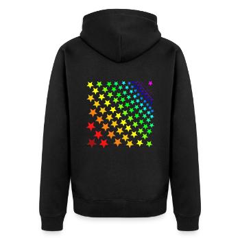Sterne Regenbogen Geschenkidee - Unisex Premium Bio Zip Hoodie - Schwarz - Hinten - Nico (187cm)