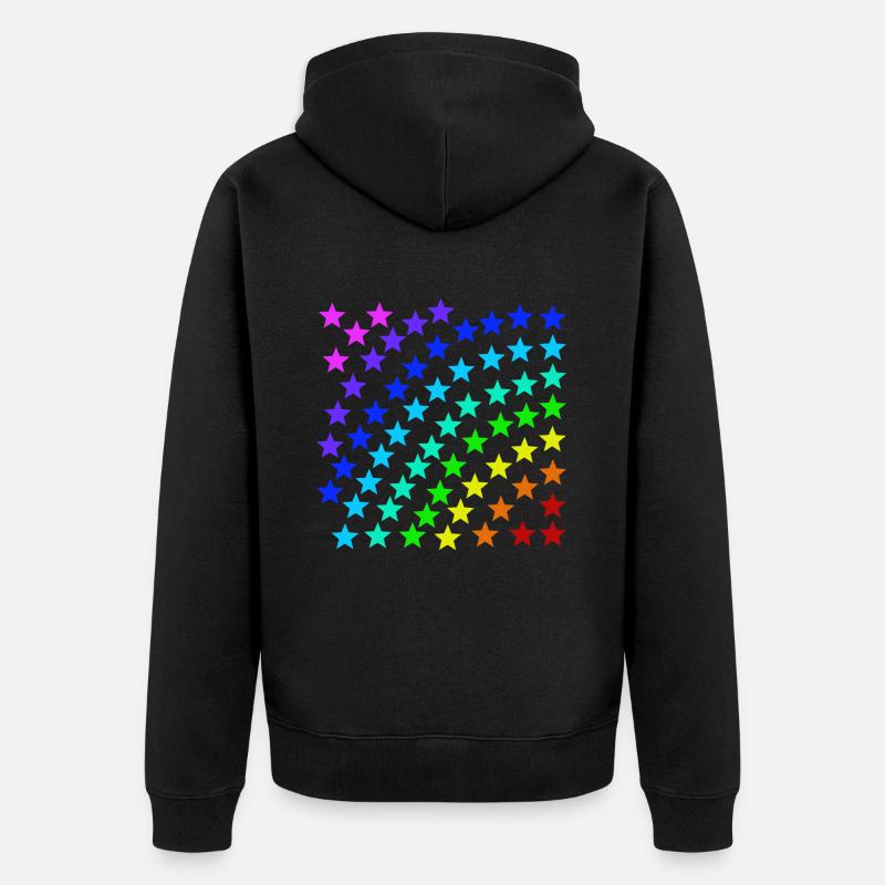 Sterne bunt Regenbogen Geschenkidee - Unisex Premium Bio Zip Hoodie - Schwarz