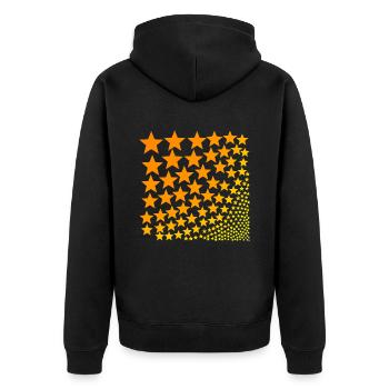 Sterne orange gelb Geschenkidee - Unisex Premium Bio Zip Hoodie - Schwarz - Hinten - Nico (187cm)