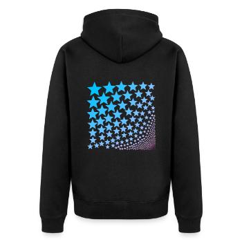 Sterne türkis rosa Geschenkidee - Unisex Premium Bio Zip Hoodie - Schwarz - Hinten - Nico (187cm)
