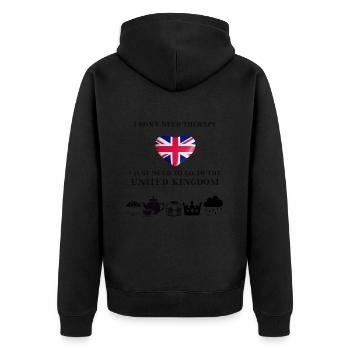 UK funny England gift idea Union Jack - Unisex Premium Organic Zip Hoodie - black - Back - Nico (187cm)