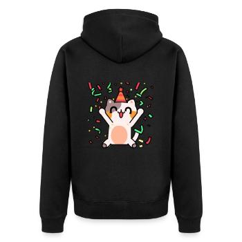 Katze Party Geschenkidee süß niedlich feiern - Unisex Premium Bio Zip Hoodie - Schwarz - Hinten - Nico (187cm)