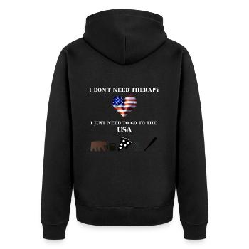 USA Therapy funny funny gift idea America - Unisex Premium Organic Zip Hoodie - black - Back - Nico (187cm)
