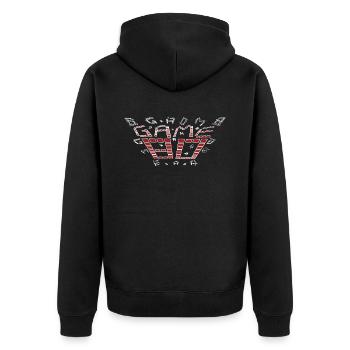 Game 80s design red white - Unisex Premium Bio Zip Hoodie - Schwarz - Hinten - Nico (187cm)