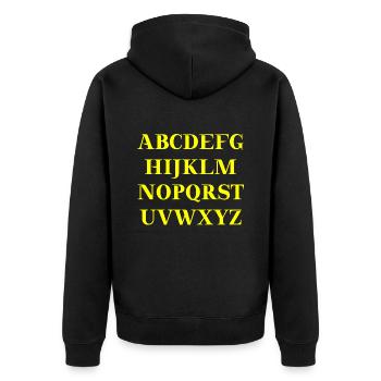 ABC Alphabet Geschenkidee - Unisex Premium Bio Zip Hoodie - Schwarz - Hinten - Nico (187cm)