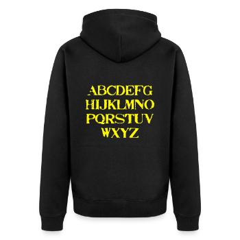 ABC Geschenkidee Alphabet Grundschule Kinder gelb - Unisex Premium Bio Zip Hoodie - Schwarz - Hinten - Nico (187cm)
