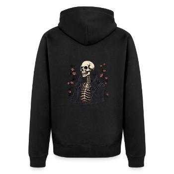 Halloween Skelett Mit Rosen - Unisex Premium Bio Zip Hoodie - Schwarz - Hinten - Nico (187cm)