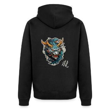 Chinesischer Drache, Dragon - Unisex Premium Bio Zip Hoodie - Schwarz - Hinten - Nico (187cm)