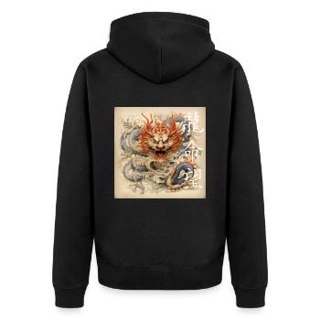 Chinesischer Drache, Dragon - Unisex Premium Bio Zip Hoodie - Schwarz - Hinten - Nico (187cm)