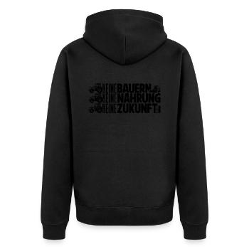 Keine Bauern, keine Nahrung, keine Zukunft - Unisex Premium Bio Zip Hoodie - Schwarz - Hinten - Nico (187cm)