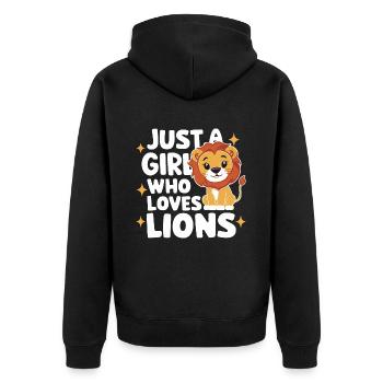 Lion Lion Animal Africa - Unisex Premium Organic Zip Hoodie - black - Back - Nico (187cm)