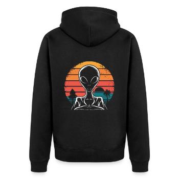 Alien UFO Aliens Außerirdischer - Unisex Premium Organic Zip Hoodie - black - Back - Nico (187cm)