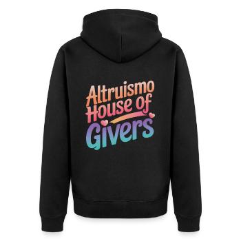Altruismo Selbstloses Geben Gebende Schulgeist - Unisex Premium Bio Zip Hoodie - Schwarz - Hinten - Nico (187cm)