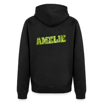 Amelie - Unisex Premium Bio Zip Hoodie - Schwarz - Hinten - Nico (187cm)
