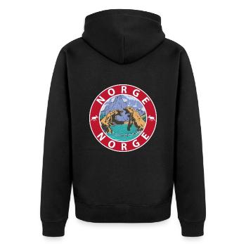 Norwegen - Unisex Premium Bio Zip Hoodie - Schwarz - Hinten - Nico (187cm)