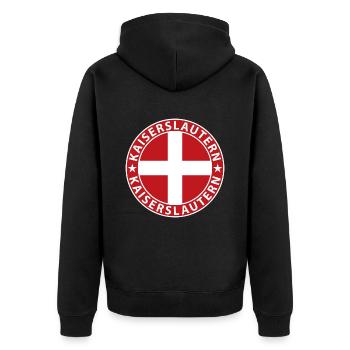 Kaiserslautern - Unisex Premium Bio Zip Hoodie - Schwarz - Hinten - Nico (187cm)