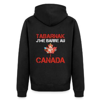 Tabarnak Je Me Barre Au Canada, Feuille D'érable - Veste à capuche bio Premium Unisexe - noir - Dos - Nico (187cm)