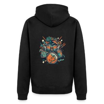 Drums big - Unisex Premium Bio Zip Hoodie - Schwarz - Hinten - Nico (187cm)