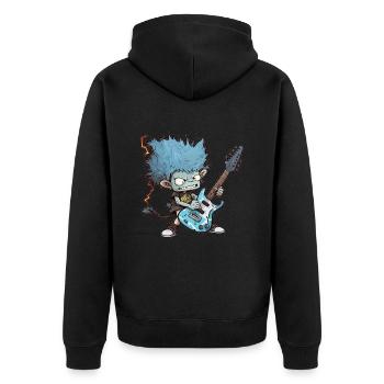 Crazy Guitar Boy - Unisex Premium Bio Zip Hoodie - Schwarz - Hinten - Nico (187cm)