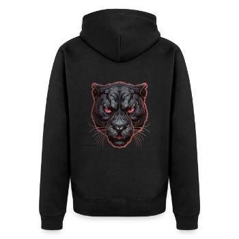 Panther - Unisex Premium Bio Zip Hoodie - Schwarz - Hinten - Nico (187cm)