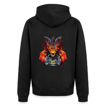 Drachen Auto - Unisex Premium Bio Zip Hoodie - Schwarz - Hinten - Nico (187cm)