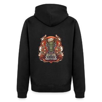 Drachen Auto - Unisex Premium Bio Zip Hoodie - Schwarz - Hinten - Nico (187cm)