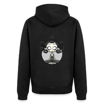 Yoga Lotus Pose - Unisex Premium Bio Zip Hoodie - Schwarz - Hinten - Nico (187cm)
