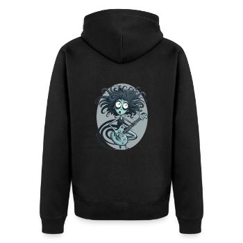 Guitar Lady - Unisex Premium Bio Zip Hoodie - Schwarz - Hinten - Nico (187cm)